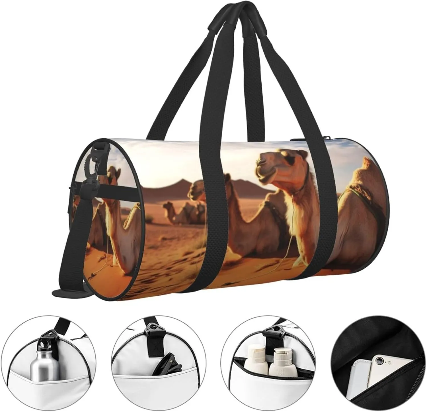 Travel Bag For Women,Camels Rest Desert Print Personal Item Duffle Bags,Weekend Travel Duffel Tote Bag,Travel Sport Gym Bag For Men,Airplane Travel Essentials For Flying