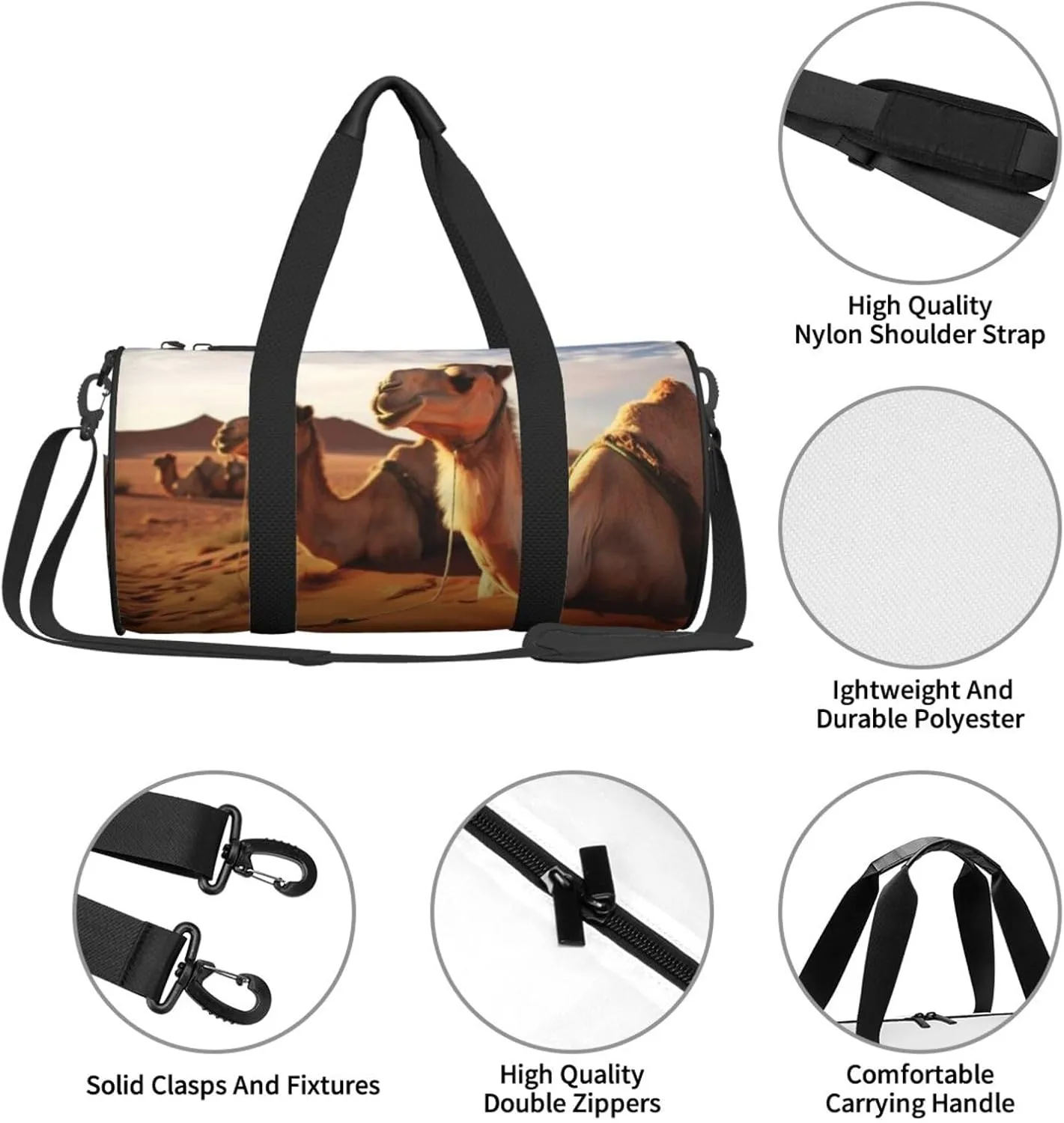 Travel Bag For Women,Camels Rest Desert Print Personal Item Duffle Bags,Weekend Travel Duffel Tote Bag,Travel Sport Gym Bag For Men,Airplane Travel Essentials For Flying