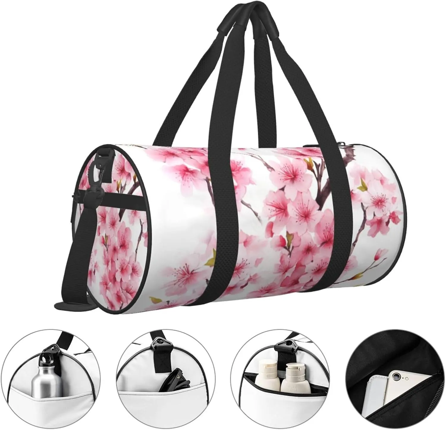 Travel Bag For Women,Cherry Blossom Print Personal Item Duffle Bags,Weekend Travel Duffel Tote Bag,Travel Sport Gym Bag For Men,Airplane Travel Essentials For Flying