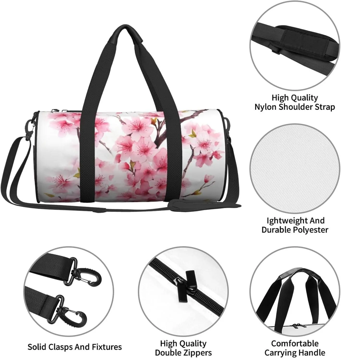 Travel Bag For Women,Cherry Blossom Print Personal Item Duffle Bags,Weekend Travel Duffel Tote Bag,Travel Sport Gym Bag For Men,Airplane Travel Essentials For Flying