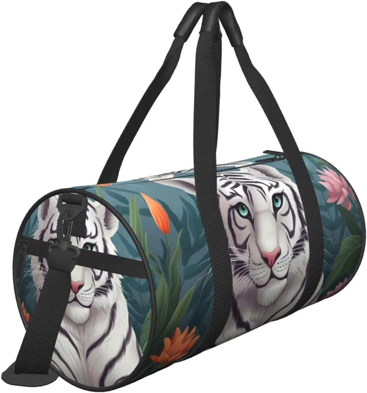 Travel Bag For Women,Cute White Tiger Print Personal Item Duffle Bags,Weekend Travel Duffel Tote Bag,Travel Sport Gym Bag For Men,Airplane Travel Essentials For Flying