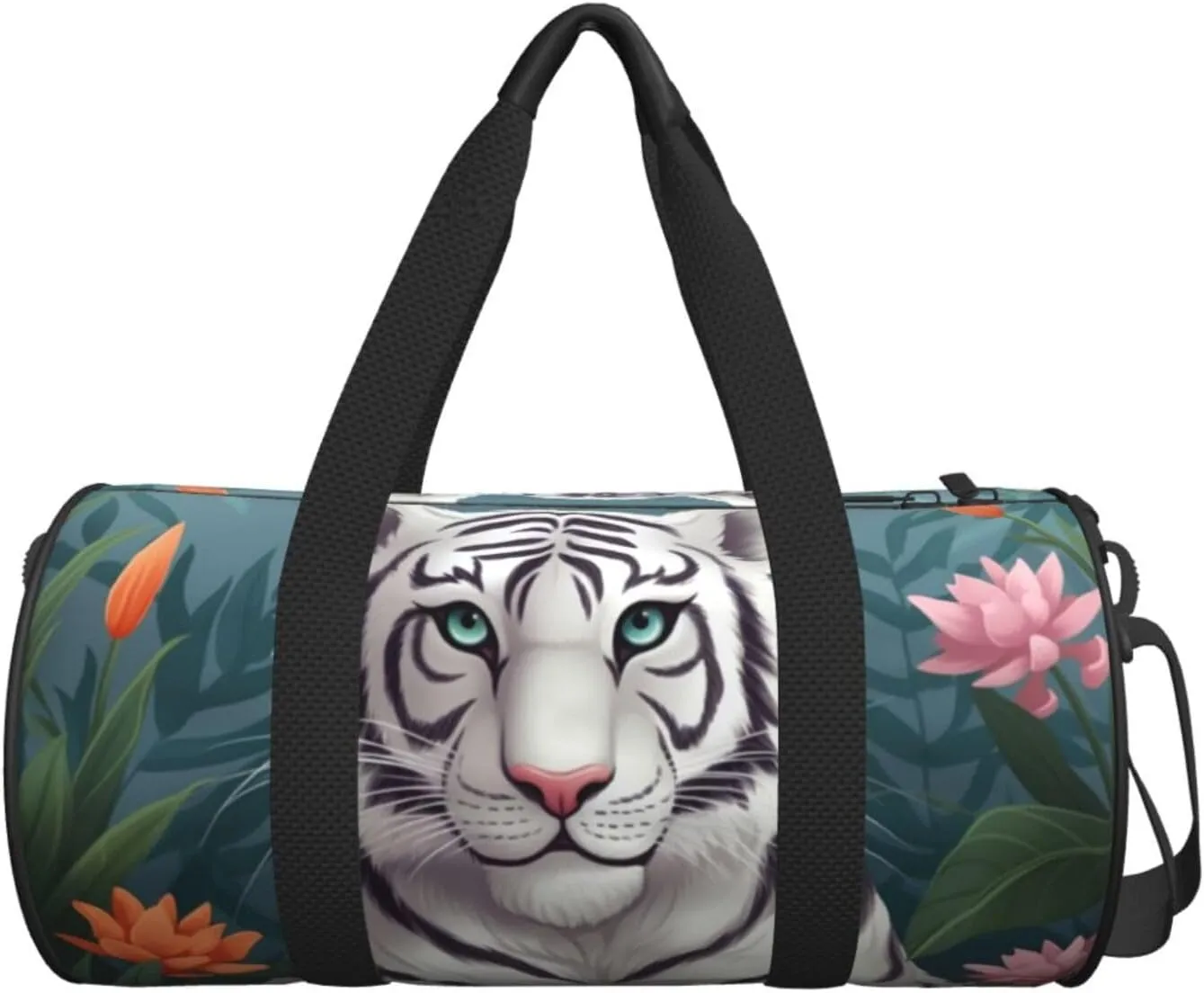 Travel Bag For Women,Cute White Tiger Print Personal Item Duffle Bags,Weekend Travel Duffel Tote Bag,Travel Sport Gym Bag For Men,Airplane Travel Essentials For Flying