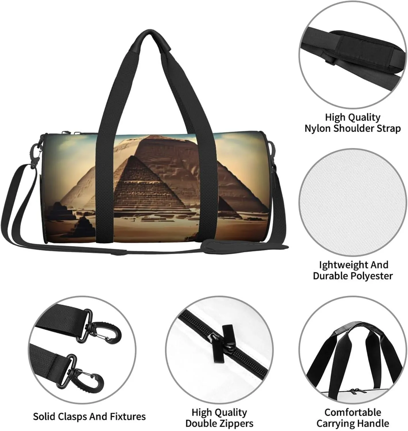 Travel Bag For Women,Dreaming Of The Pyramids Of Khufu Print Personal Item Duffle Bags,Weekend Travel Duffel Tote Bag,Travel Sport Gym Bag For Men,Airplane Travel Essentials For Flying