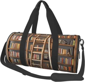 Travel Bag For Women,Funny Book Shelves Collection And Ladder Print Personal Item Duffle Bags,Weekend Travel Duffel Tote Bag,Travel Sport Gym Bag For Men,Airplane Travel Essentials For Flying