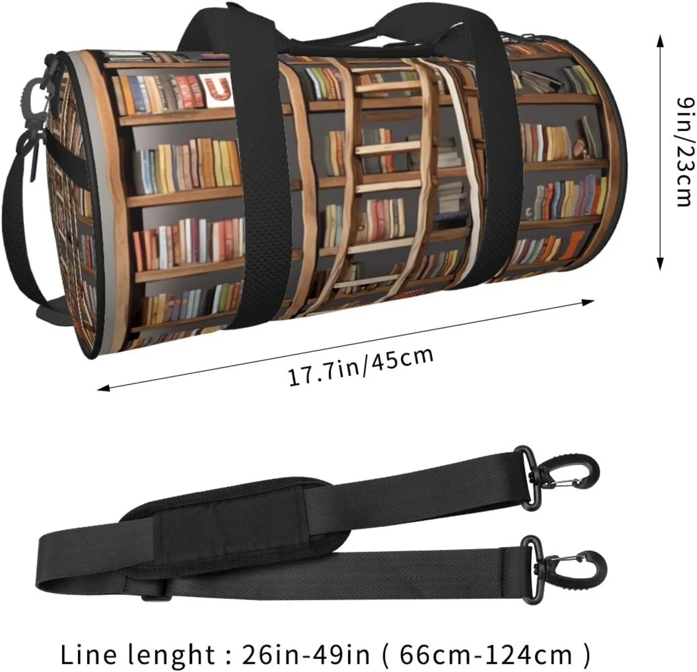 Travel Bag For Women,Funny Book Shelves Collection And Ladder Print Personal Item Duffle Bags,Weekend Travel Duffel Tote Bag,Travel Sport Gym Bag For Men,Airplane Travel Essentials For Flying