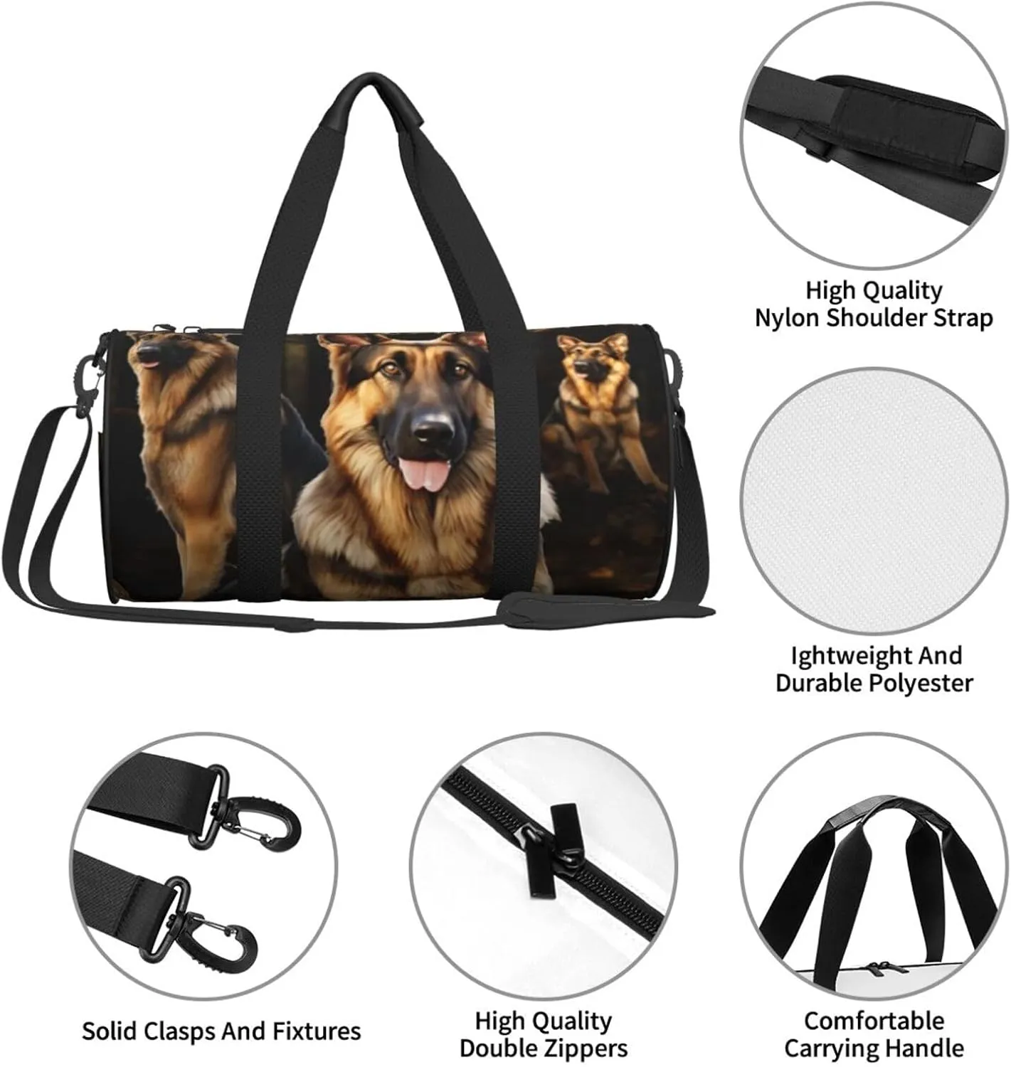 Travel Bag For Women,German Shepherd Print Personal Item Duffle Bags,Weekend Travel Duffel Tote Bag,Travel Sport Gym Bag For Men,Airplane Travel Essentials For Flying