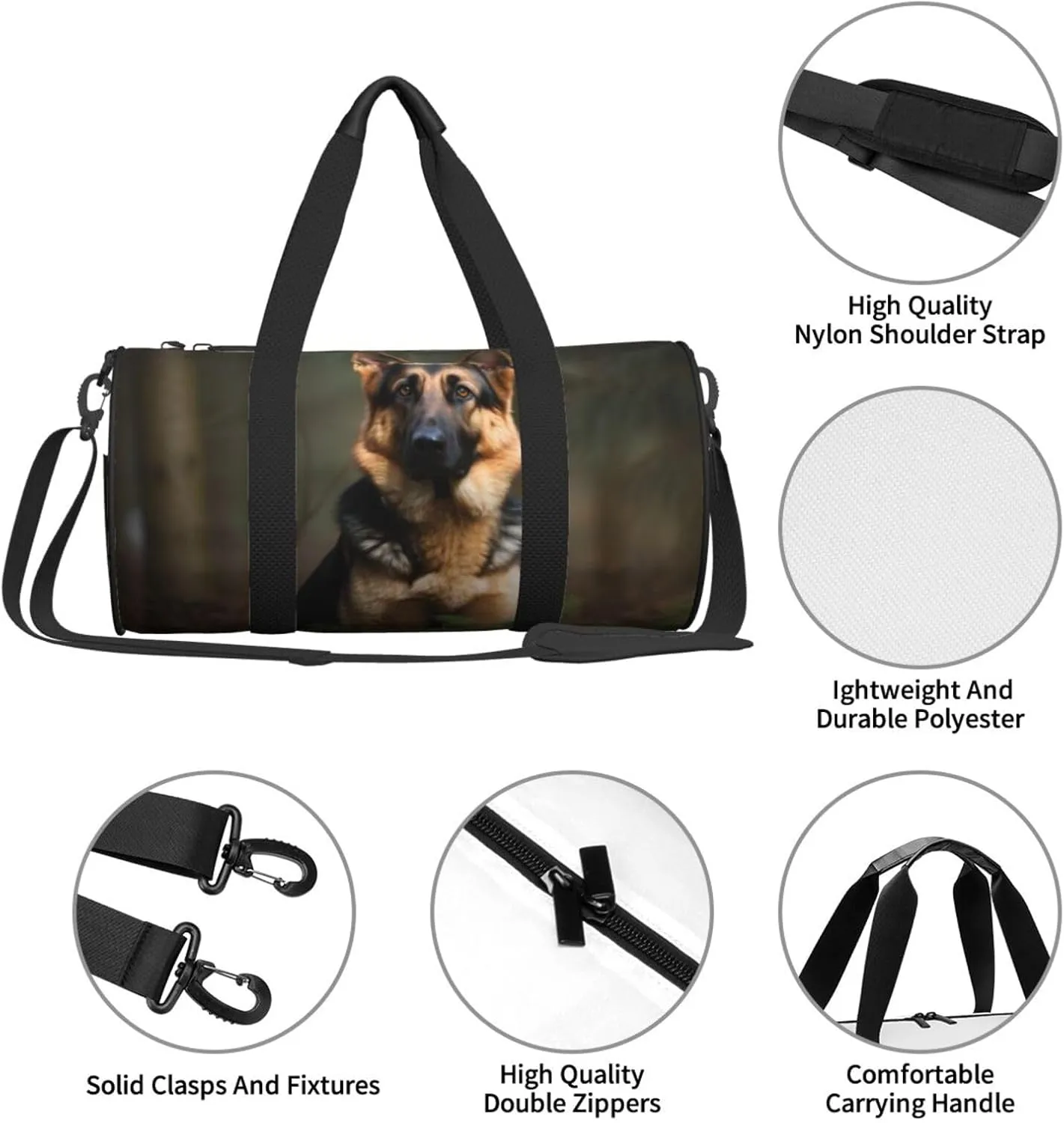 Travel Bag For Women,German Shepherd Print Personal Item Duffle Bags,Weekend Travel Duffel Tote Bag,Travel Sport Gym Bag For Men,Airplane Travel Essentials For Flying