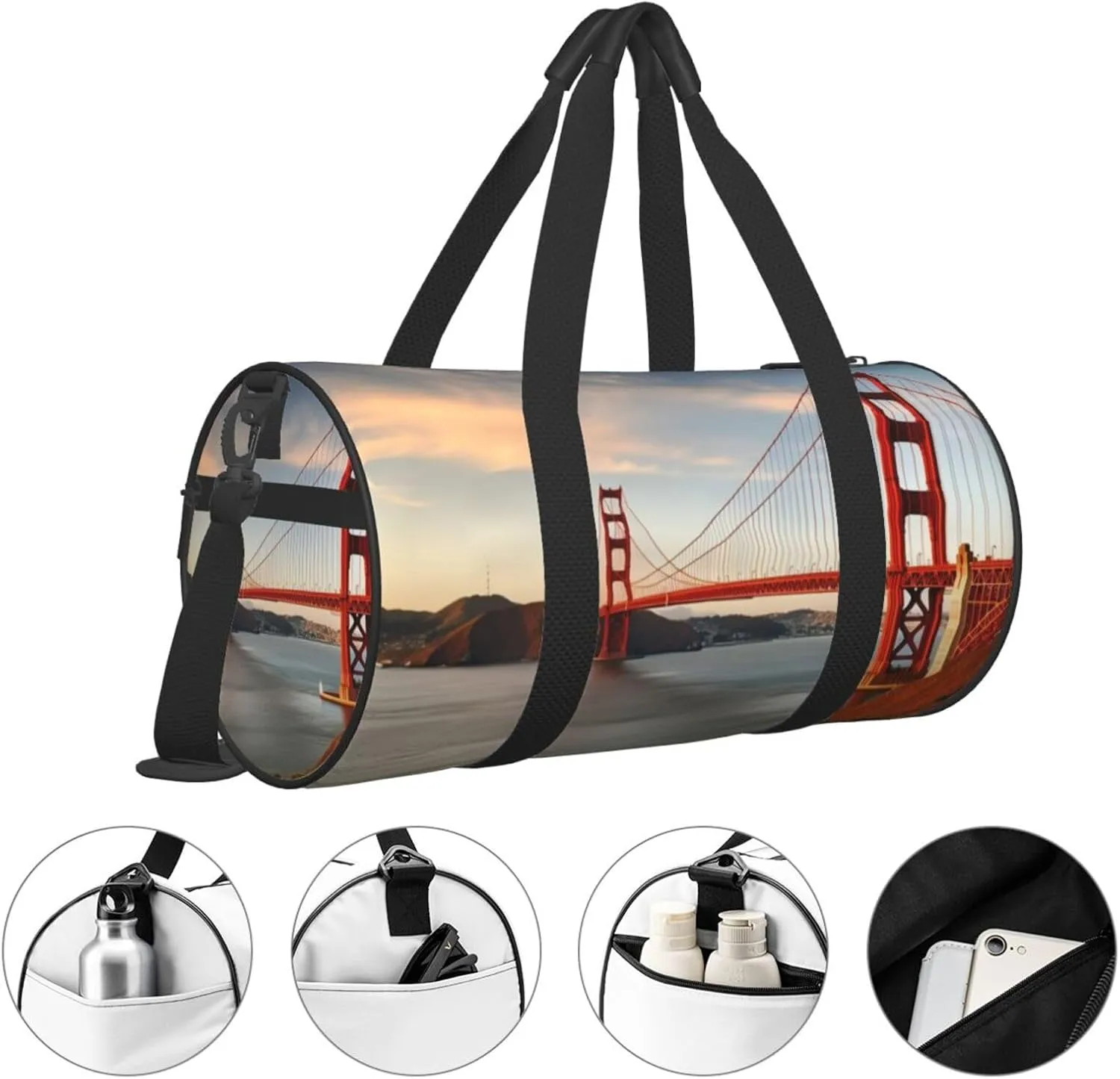 Travel Bag For Women,Golden Gate Bridge Print Personal Item Duffle Bags,Weekend Travel Duffel Tote Bag,Travel Sport Gym Bag For Men,Airplane Travel Essentials For Flying