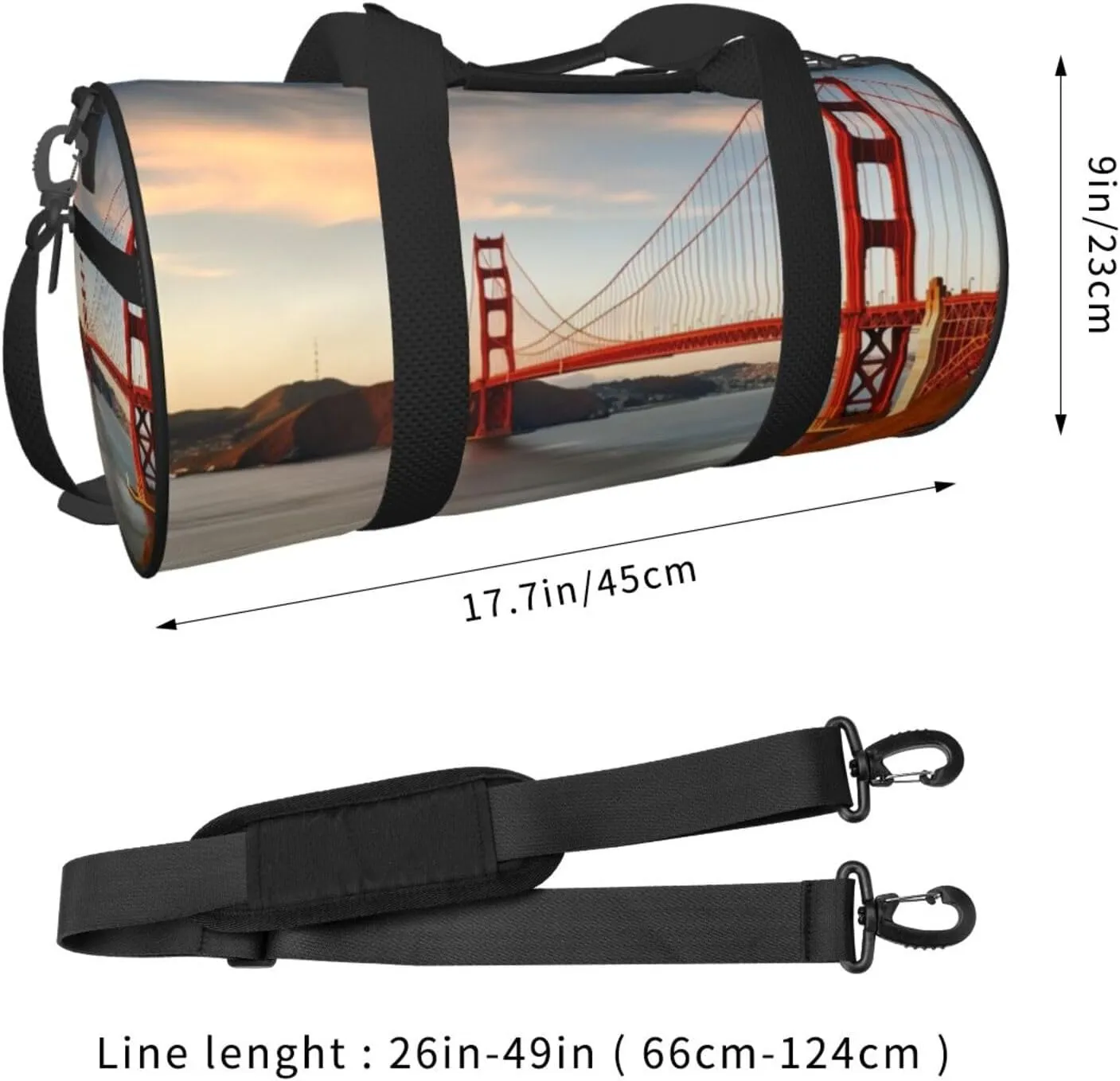 Travel Bag For Women,Golden Gate Bridge Print Personal Item Duffle Bags,Weekend Travel Duffel Tote Bag,Travel Sport Gym Bag For Men,Airplane Travel Essentials For Flying