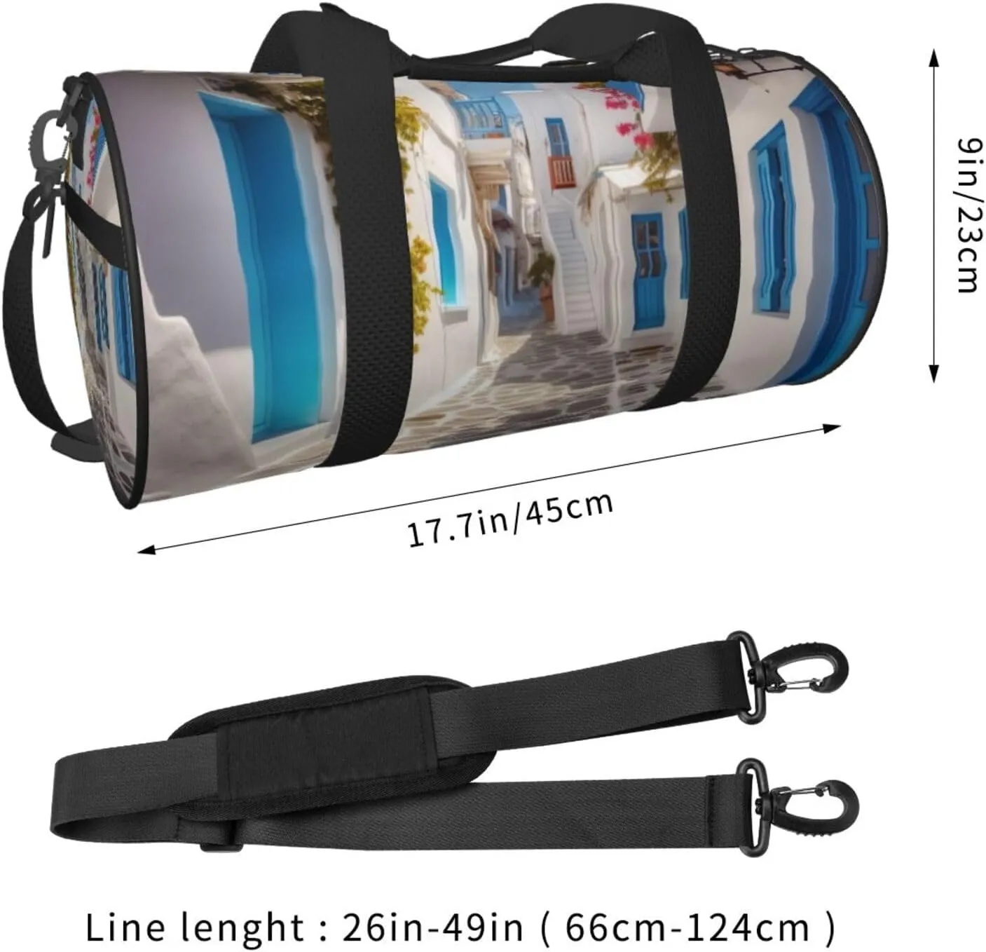 Travel Bag For Women,Greece Street Print Personal Item Duffle Bags,Weekend Travel Duffel Tote Bag,Travel Sport Gym Bag For Men,Airplane Travel Essentials For Flying