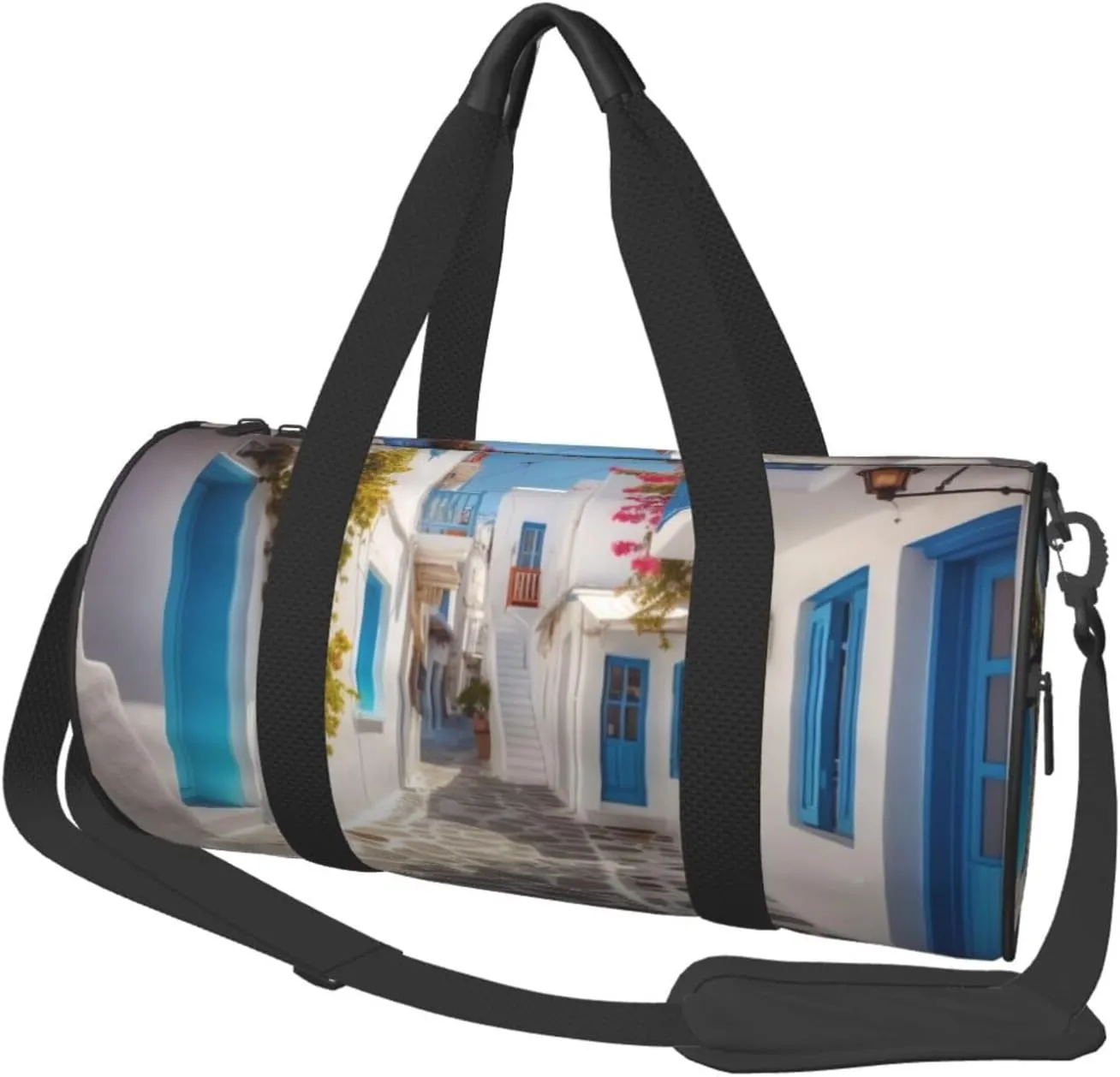 Travel Bag For Women,Greece Street Print Personal Item Duffle Bags,Weekend Travel Duffel Tote Bag,Travel Sport Gym Bag For Men,Airplane Travel Essentials For Flying