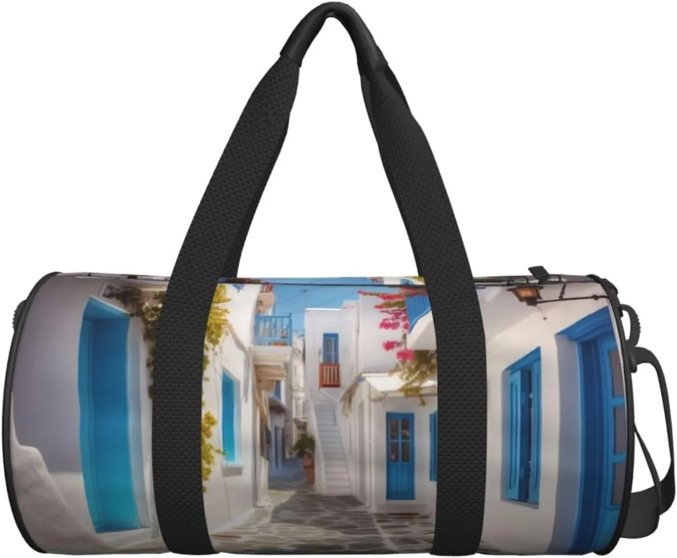 Travel Bag For Women,Greece Street Print Personal Item Duffle Bags,Weekend Travel Duffel Tote Bag,Travel Sport Gym Bag For Men,Airplane Travel Essentials For Flying