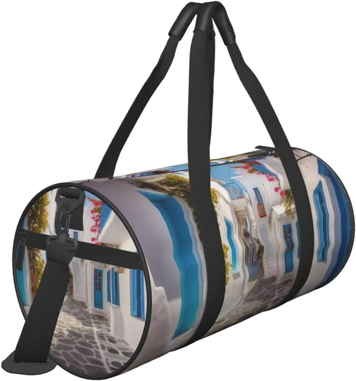 Travel Bag For Women,Greece Street Print Personal Item Duffle Bags,Weekend Travel Duffel Tote Bag,Travel Sport Gym Bag For Men,Airplane Travel Essentials For Flying