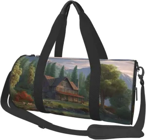 Travel Bag For Women,House By The Lake Print Personal Item Duffle Bags,Weekend Travel Duffel Tote Bag,Travel Sport Gym Bag For Men,Airplane Travel Essentials For Flying
