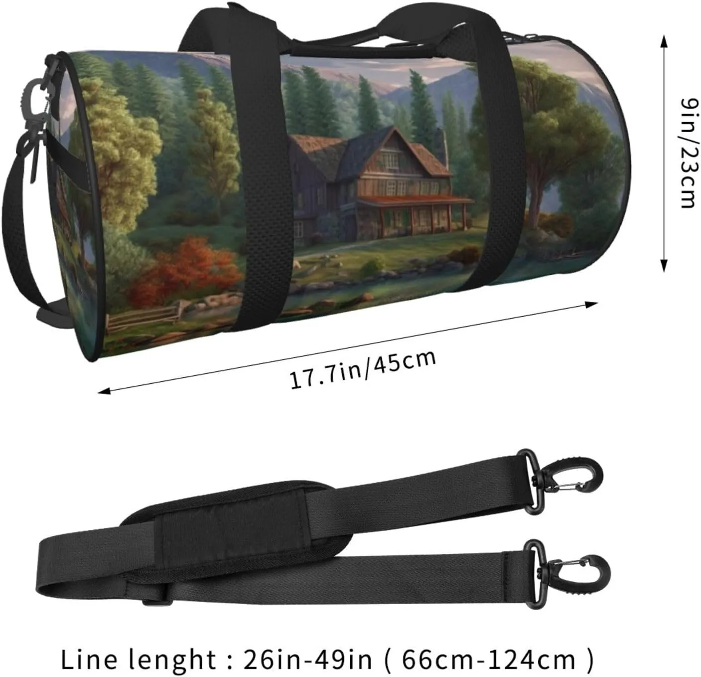 Travel Bag For Women,House By The Lake Print Personal Item Duffle Bags,Weekend Travel Duffel Tote Bag,Travel Sport Gym Bag For Men,Airplane Travel Essentials For Flying