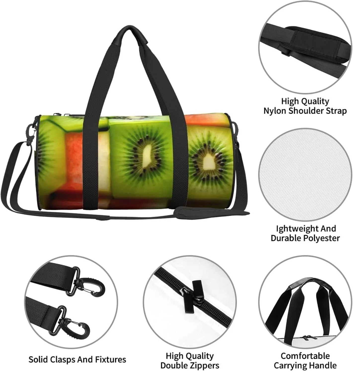 Travel Bag For Women,Kiwi Watermelon Print Personal Item Duffle Bags,Weekend Travel Duffel Tote Bag,Travel Sport Gym Bag For Men,Airplane Travel Essentials For Flying