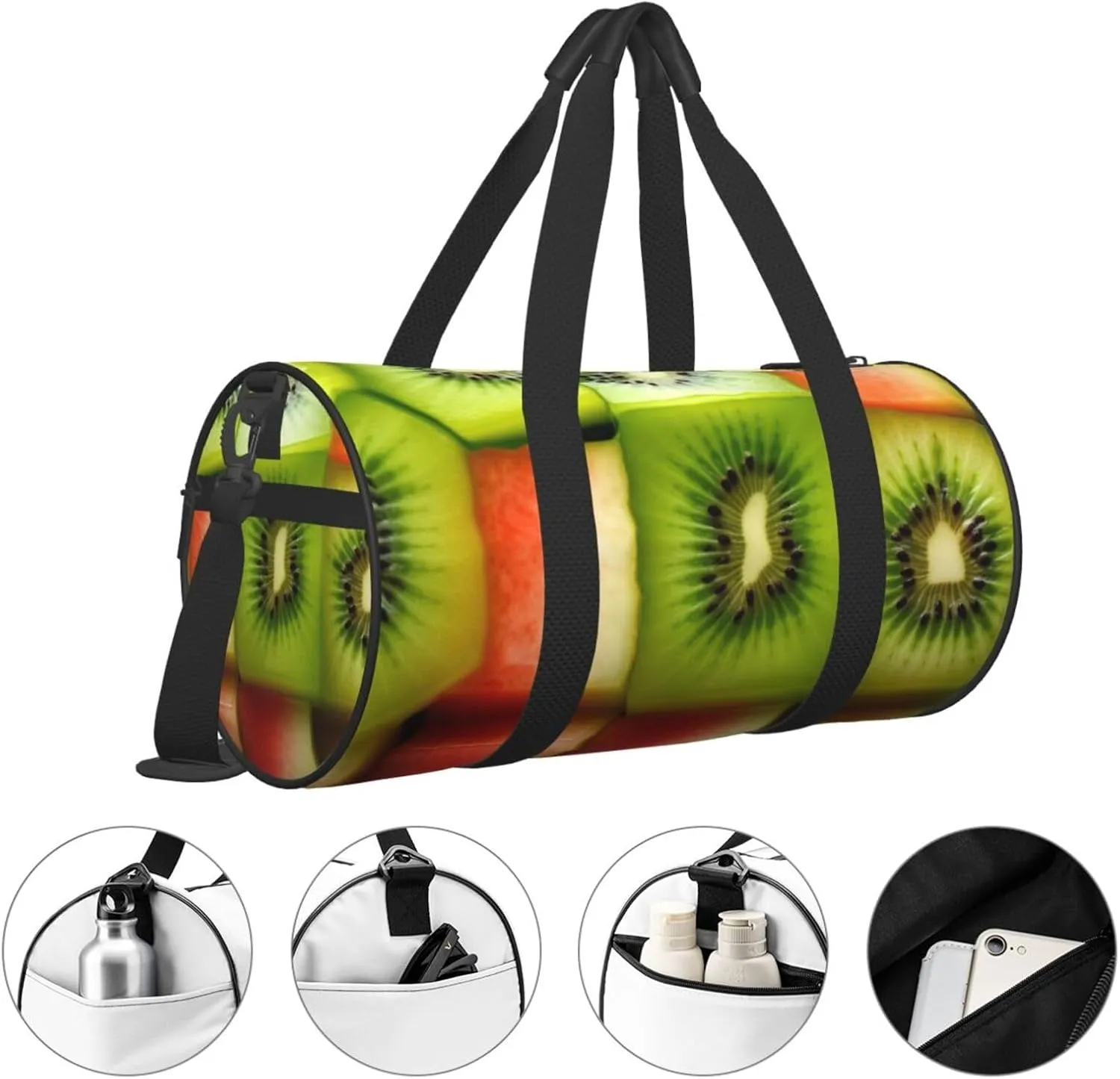 Travel Bag For Women,Kiwi Watermelon Print Personal Item Duffle Bags,Weekend Travel Duffel Tote Bag,Travel Sport Gym Bag For Men,Airplane Travel Essentials For Flying