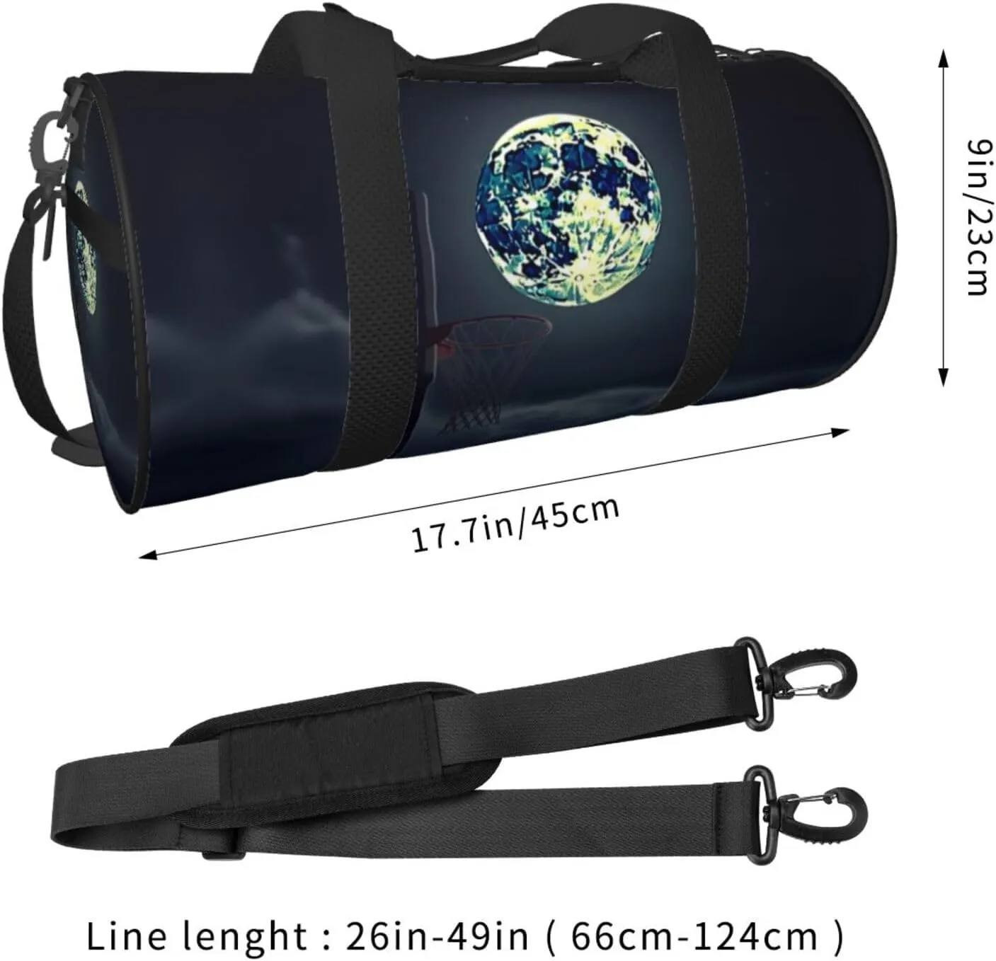 Travel Bag For Women,Moon And Basketball Print Personal Item Duffle Bags,Weekend Travel Duffel Tote Bag,Travel Sport Gym Bag For Men,Airplane Travel Essentials For Flying