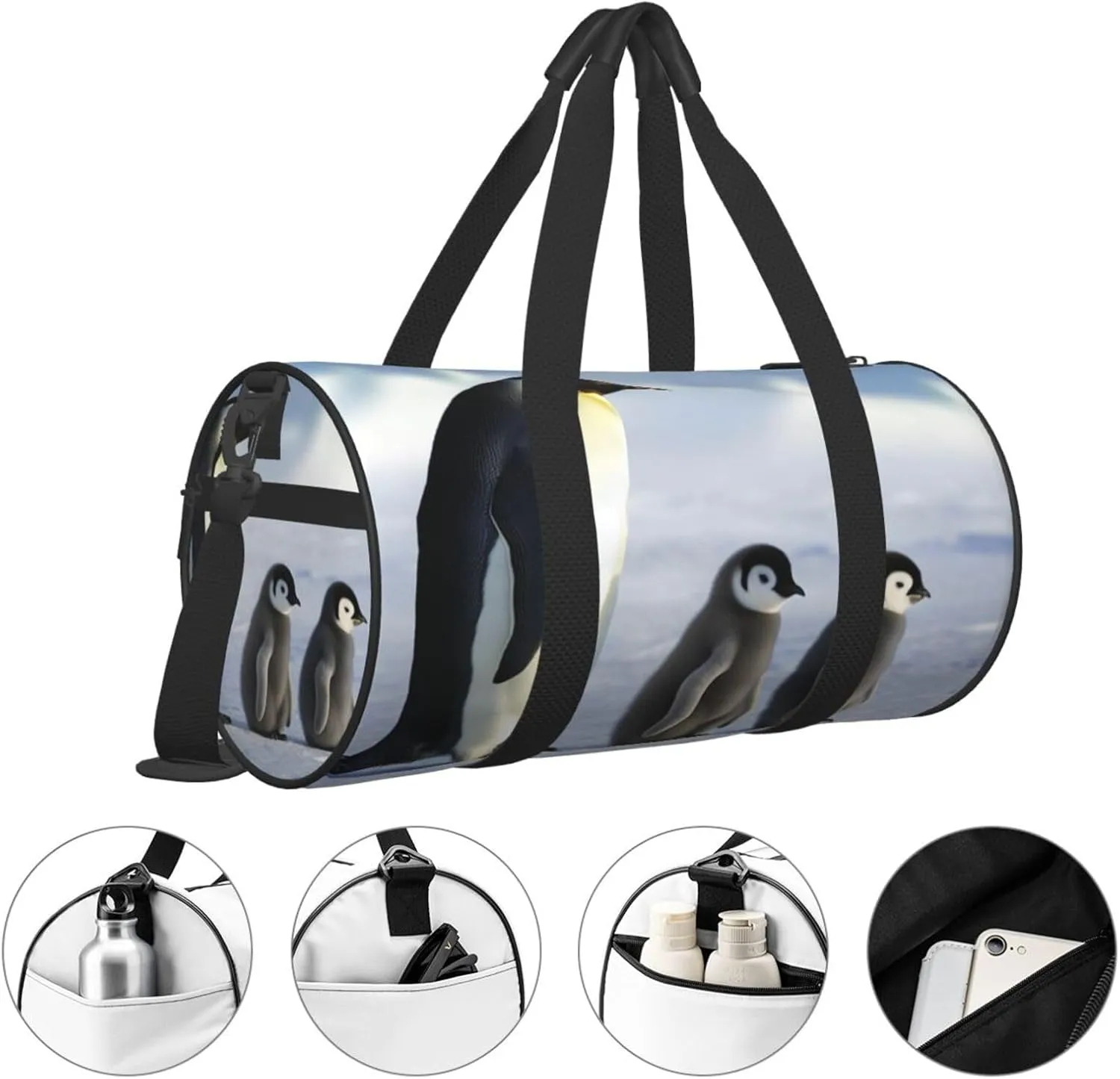 Travel Bag For Women,Penguin Family Print Personal Item Duffle Bags,Weekend Travel Duffel Tote Bag,Travel Sport Gym Bag For Men,Airplane Travel Essentials For Flying