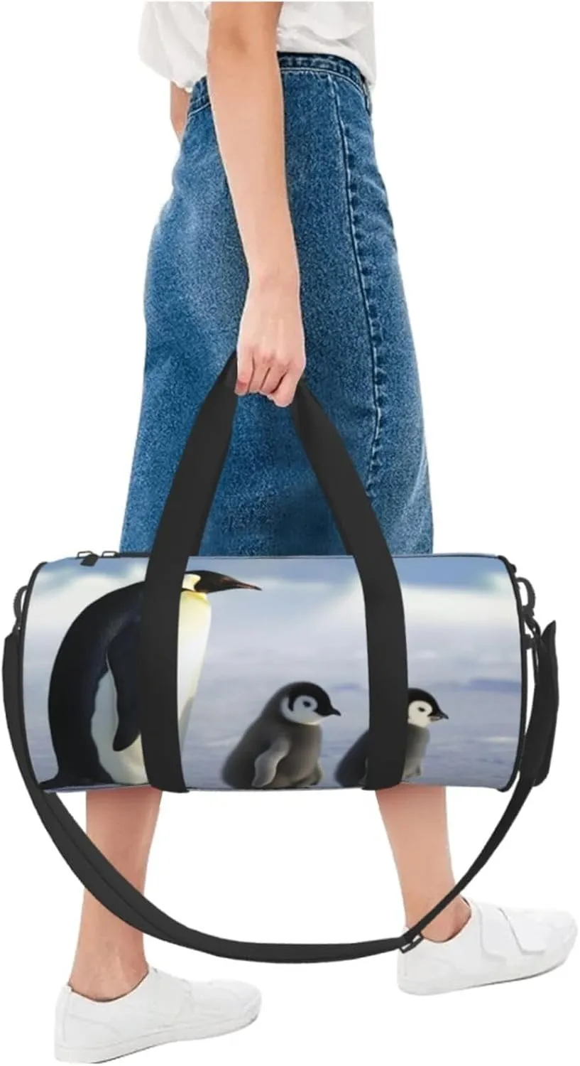 Travel Bag For Women,Penguin Family Print Personal Item Duffle Bags,Weekend Travel Duffel Tote Bag,Travel Sport Gym Bag For Men,Airplane Travel Essentials For Flying