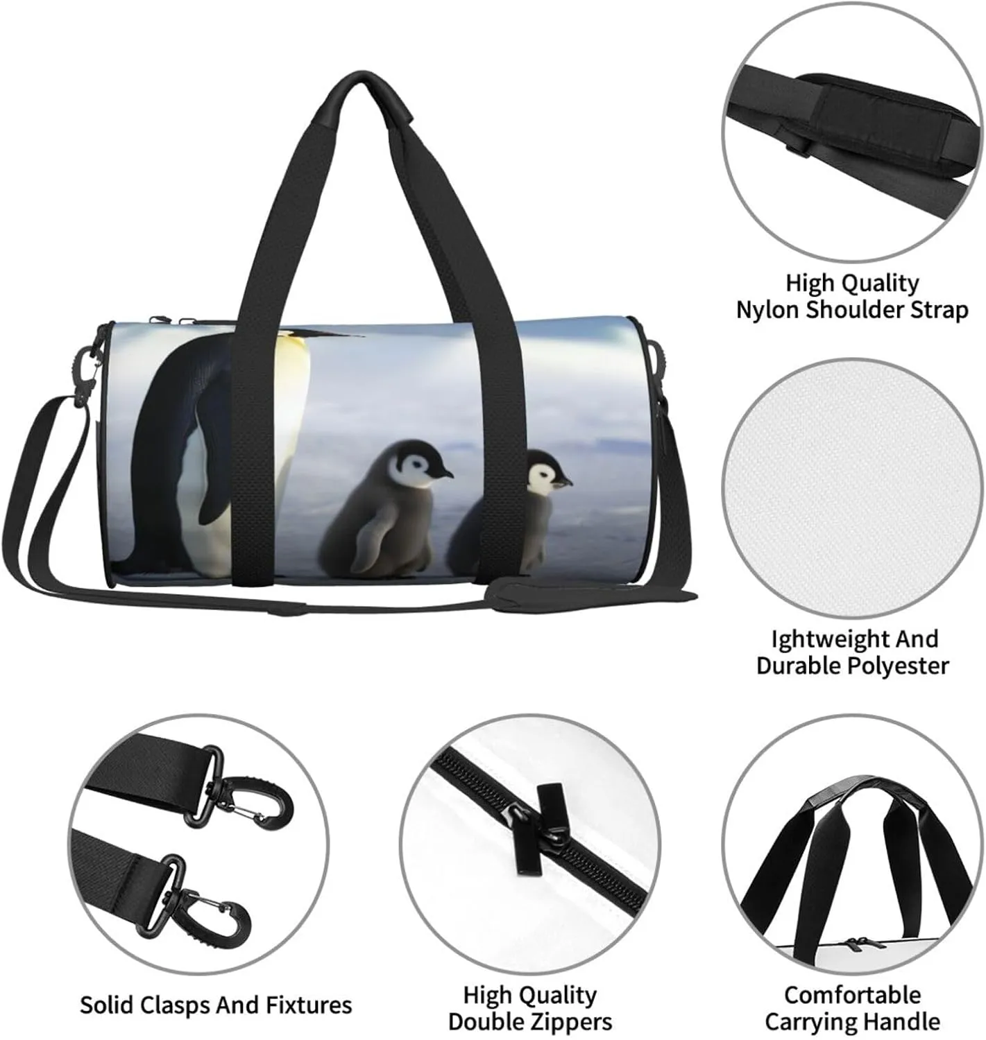 Travel Bag For Women,Penguin Family Print Personal Item Duffle Bags,Weekend Travel Duffel Tote Bag,Travel Sport Gym Bag For Men,Airplane Travel Essentials For Flying