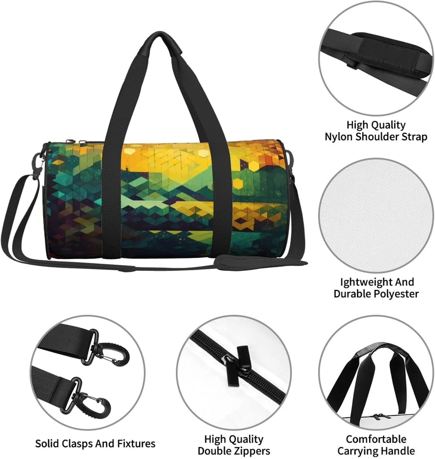 Travel Bag For Women,Shiny Hexagon Print Personal Item Duffle Bags,Weekend Travel Duffel Tote Bag,Travel Sport Gym Bag For Men,Airplane Travel Essentials For Flying