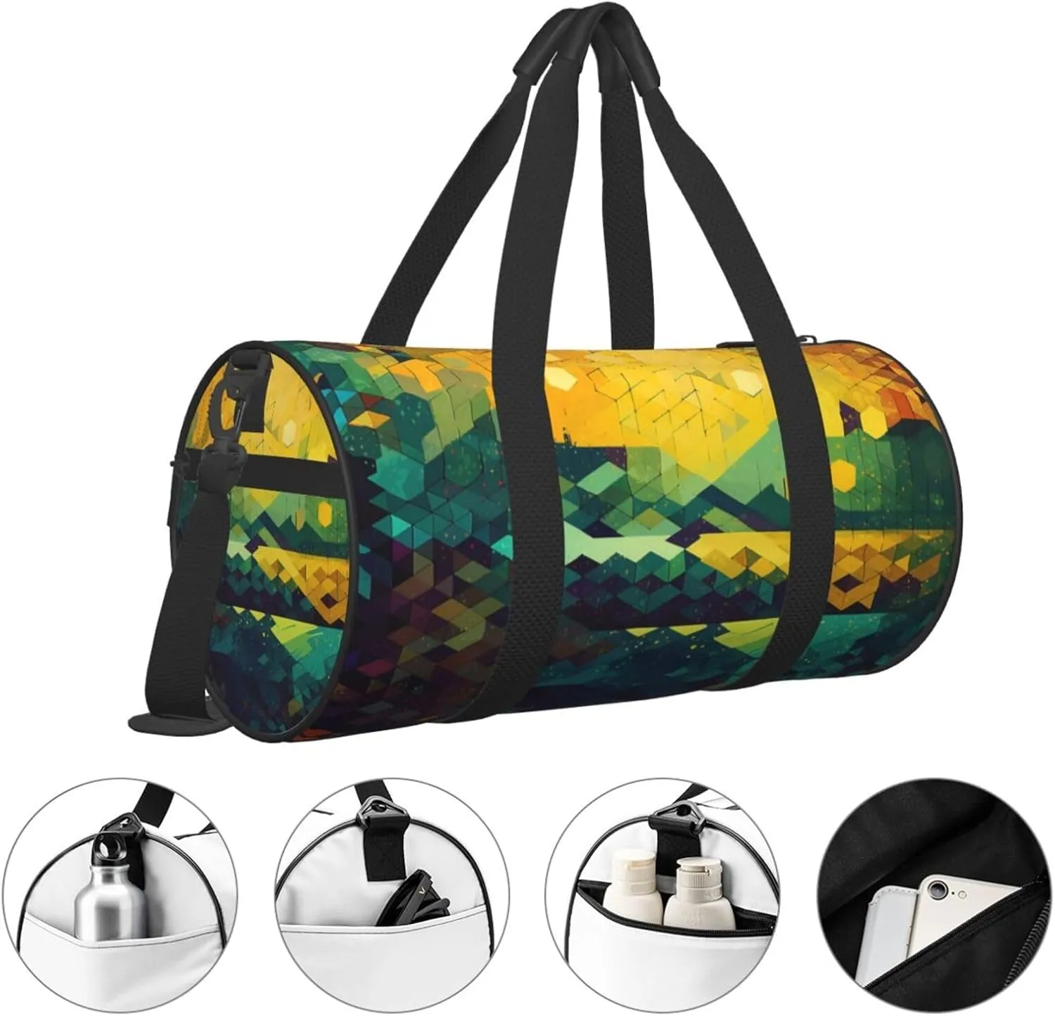 Travel Bag For Women,Shiny Hexagon Print Personal Item Duffle Bags,Weekend Travel Duffel Tote Bag,Travel Sport Gym Bag For Men,Airplane Travel Essentials For Flying