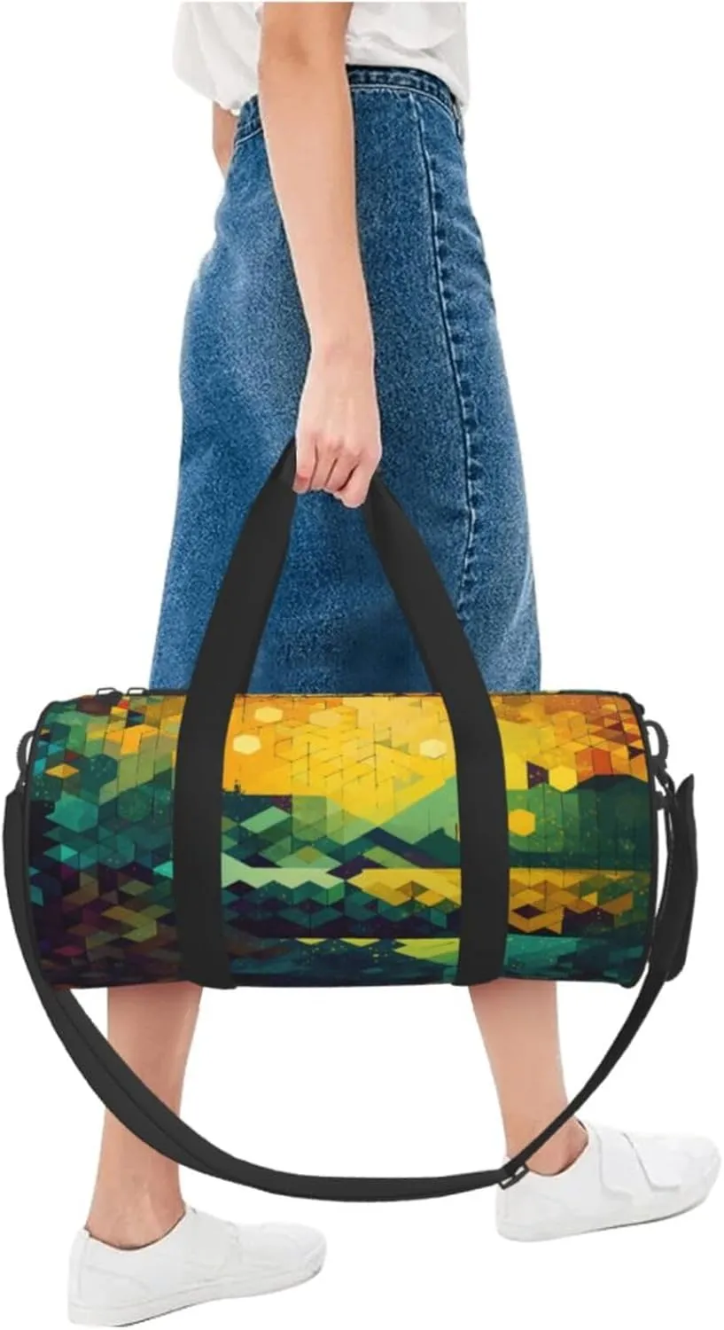 Travel Bag For Women,Shiny Hexagon Print Personal Item Duffle Bags,Weekend Travel Duffel Tote Bag,Travel Sport Gym Bag For Men,Airplane Travel Essentials For Flying