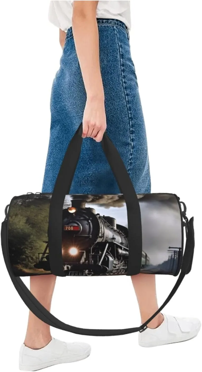 Travel Bag For Women,Steam Train Print Personal Item Duffle Bags,Weekend Travel Duffel Tote Bag,Travel Sport Gym Bag For Men,Airplane Travel Essentials For Flying