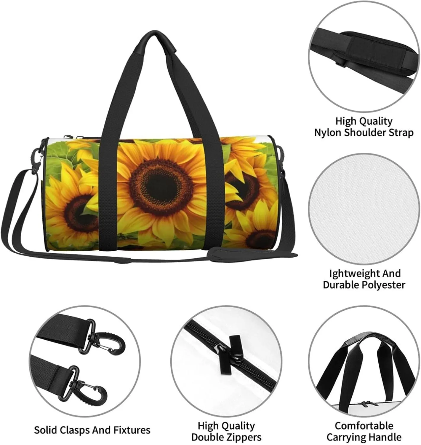 Travel Bag For Women,Sunflower Print Personal Item Duffle Bags,Weekend Travel Duffel Tote Bag,Travel Sport Gym Bag For Men,Airplane Travel Essentials For Flying