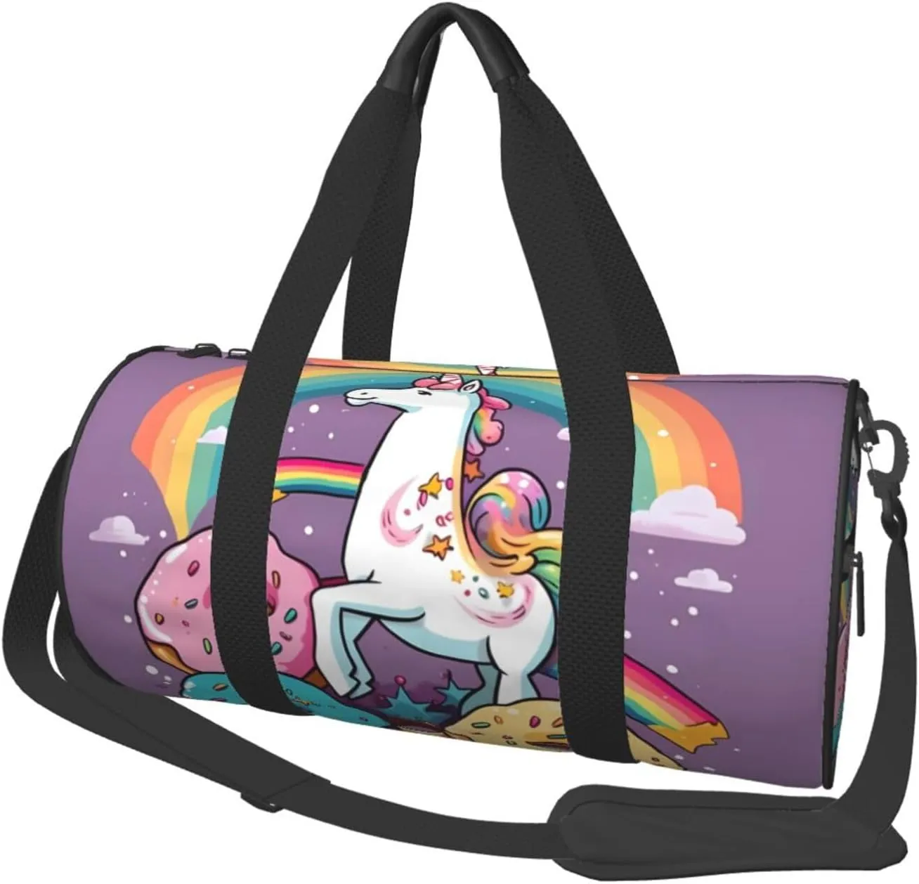 Travel Bag For Women,Unicorns Doughnut Rainbow Print Personal Item Duffle Bags,Weekend Travel Duffel Tote Bag,Travel Sport Gym Bag For Men,Airplane Travel Essentials For Flying