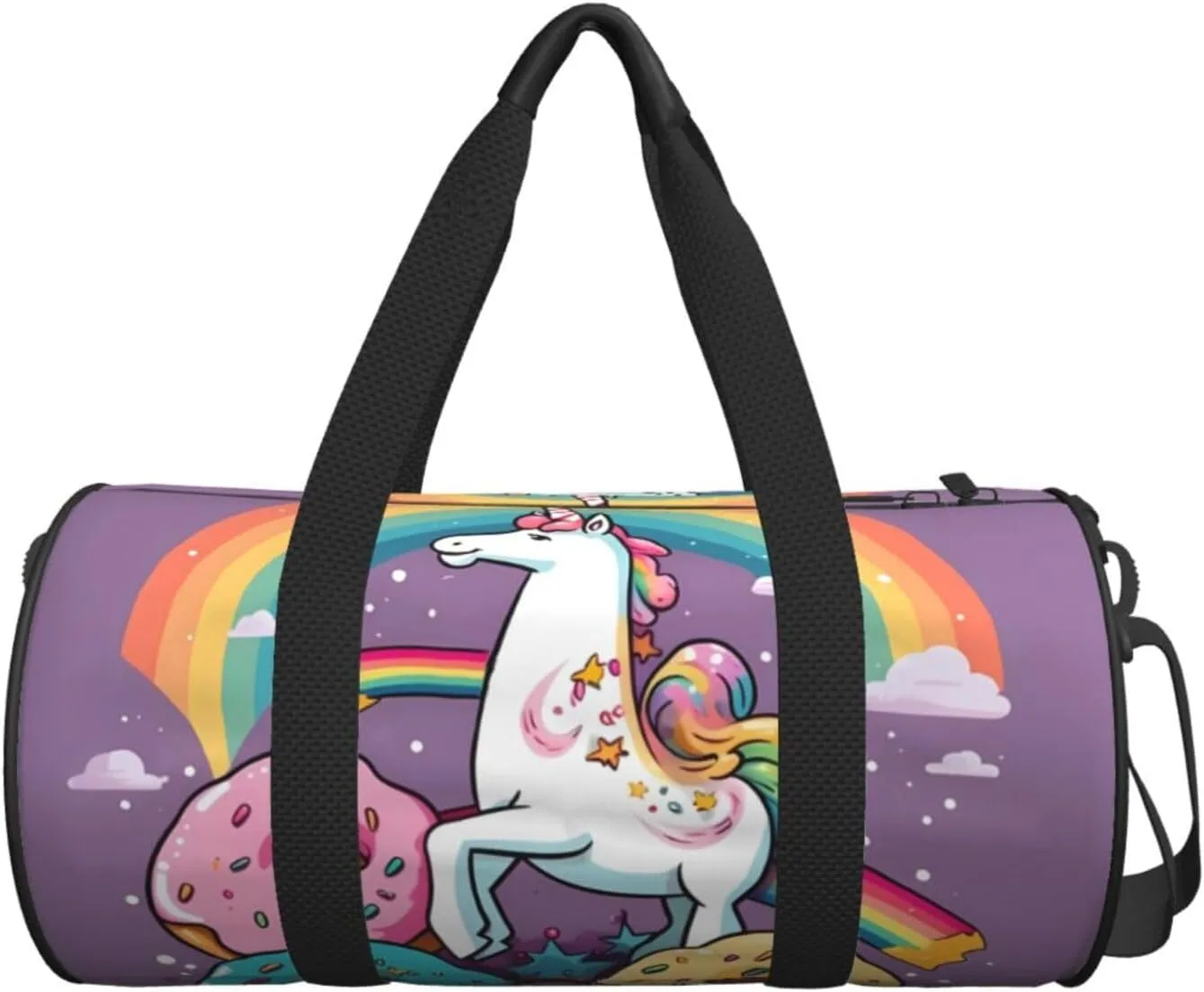 Travel Bag For Women,Unicorns Doughnut Rainbow Print Personal Item Duffle Bags,Weekend Travel Duffel Tote Bag,Travel Sport Gym Bag For Men,Airplane Travel Essentials For Flying