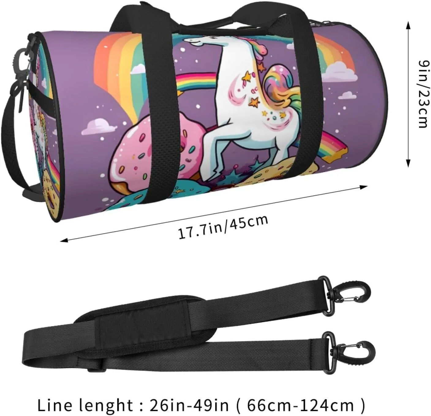Travel Bag For Women,Unicorns Doughnut Rainbow Print Personal Item Duffle Bags,Weekend Travel Duffel Tote Bag,Travel Sport Gym Bag For Men,Airplane Travel Essentials For Flying