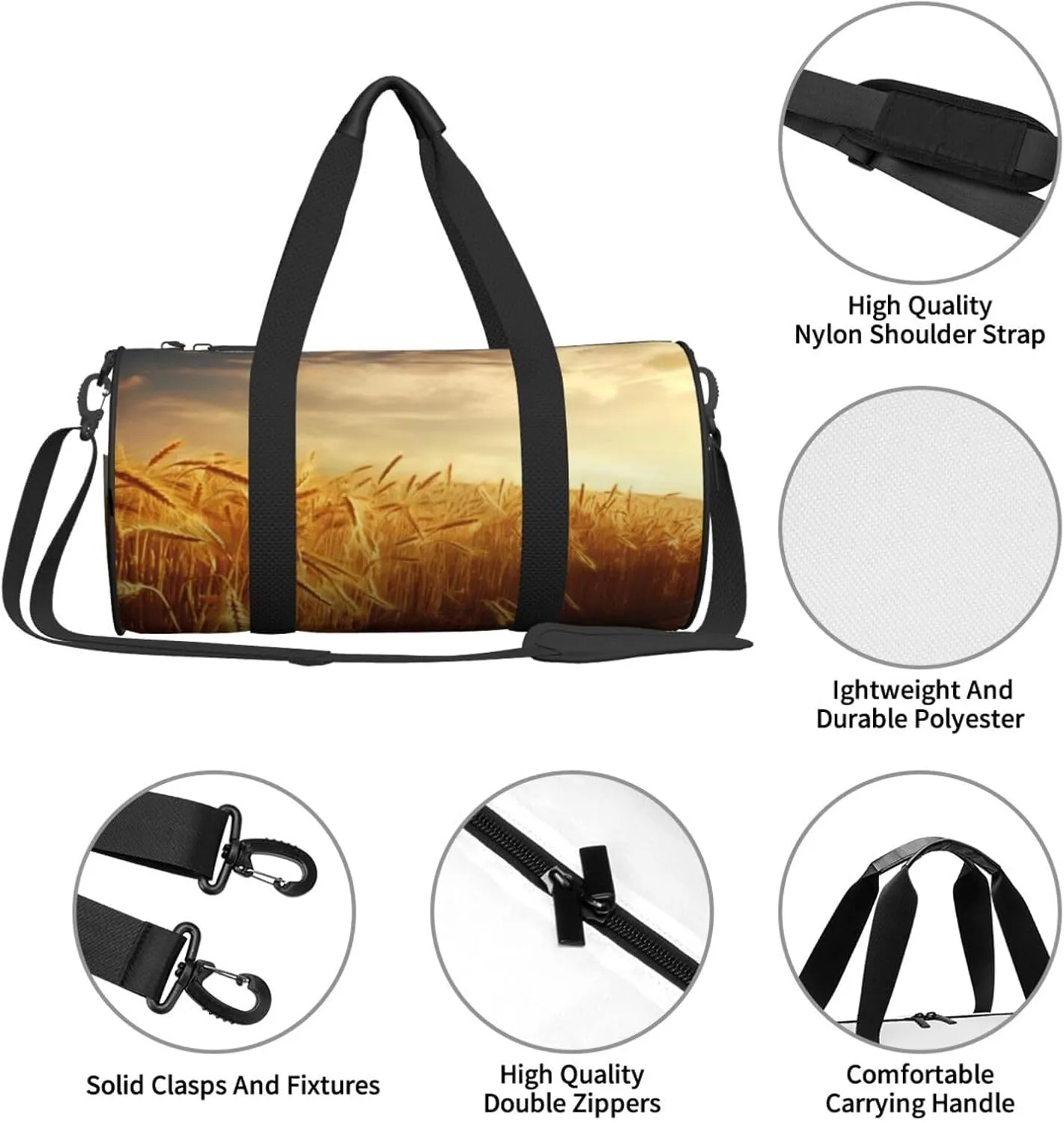 Travel Bag For Women,Wheat Field Print Personal Item Duffle Bags,Weekend Travel Duffel Tote Bag,Travel Sport Gym Bag For Men,Airplane Travel Essentials For Flying