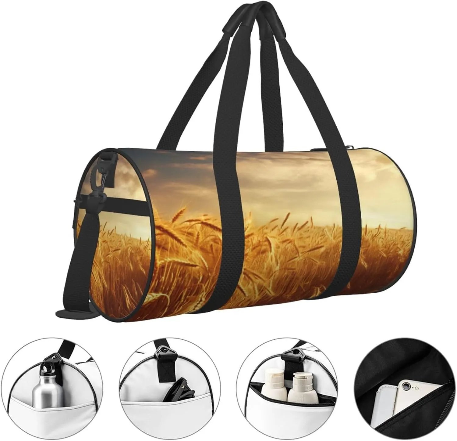 Travel Bag For Women,Wheat Field Print Personal Item Duffle Bags,Weekend Travel Duffel Tote Bag,Travel Sport Gym Bag For Men,Airplane Travel Essentials For Flying
