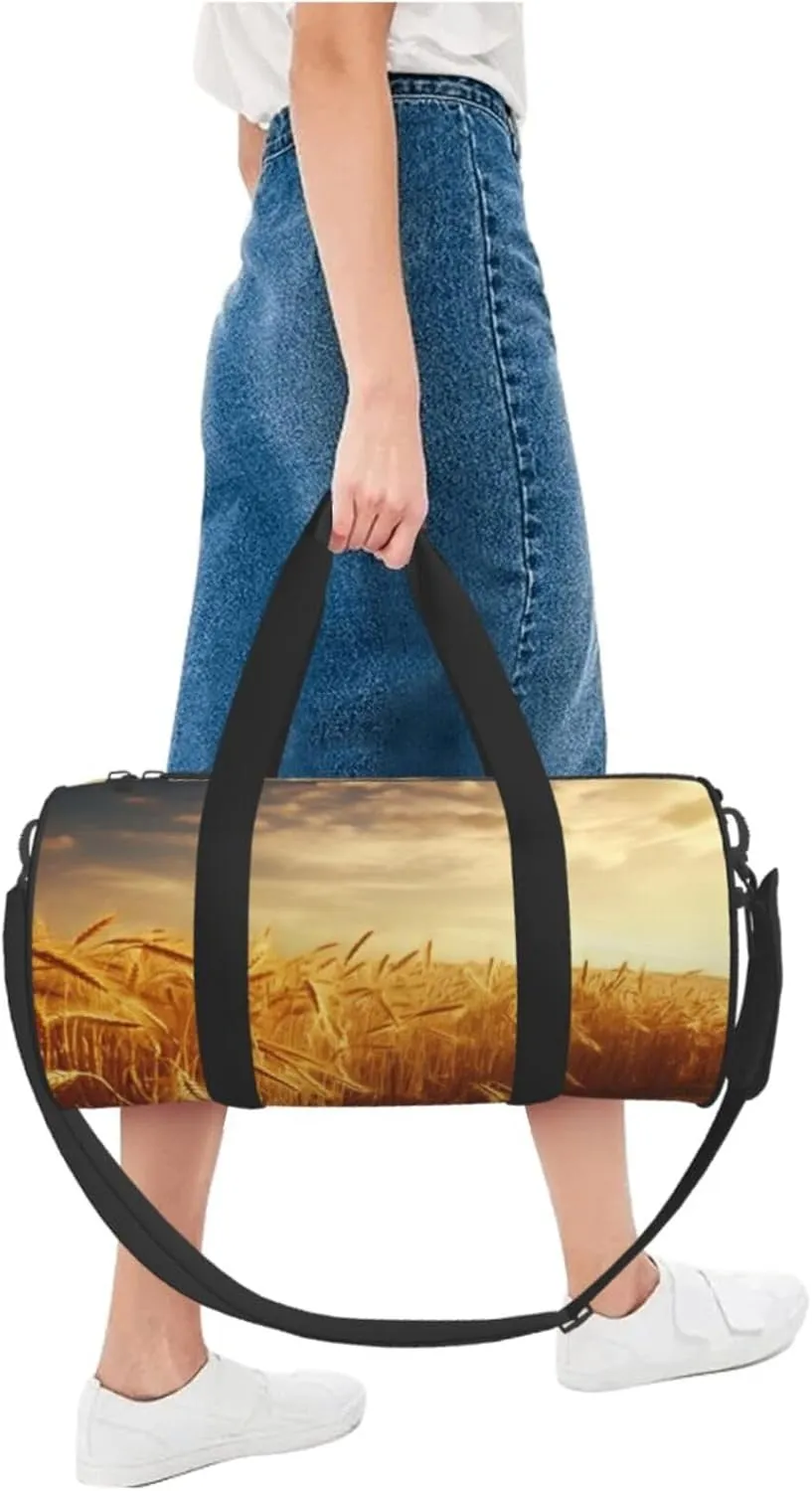 Travel Bag For Women,Wheat Field Print Personal Item Duffle Bags,Weekend Travel Duffel Tote Bag,Travel Sport Gym Bag For Men,Airplane Travel Essentials For Flying