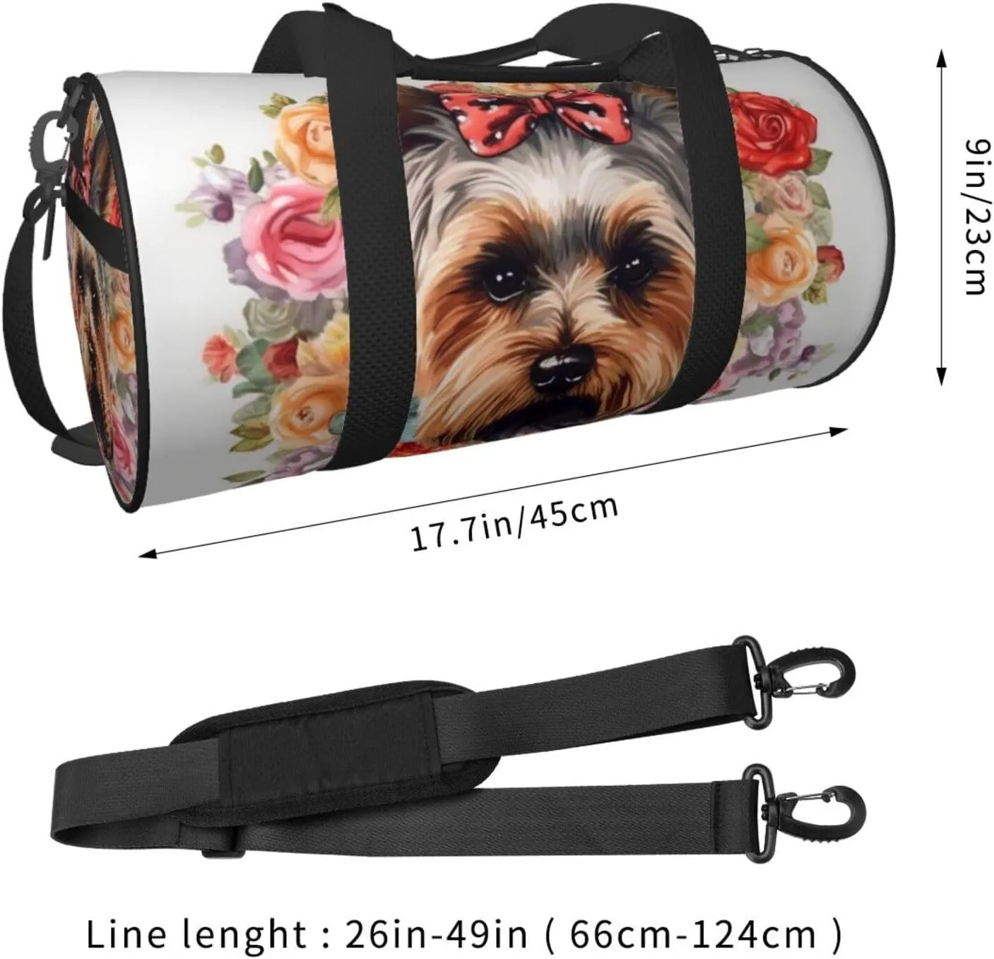 Travel Bag For Women,Yorkie Floral Print Personal Item Duffle Bags,Weekend Travel Duffel Tote Bag,Travel Sport Gym Bag For Men,Airplane Travel Essentials For Flying
