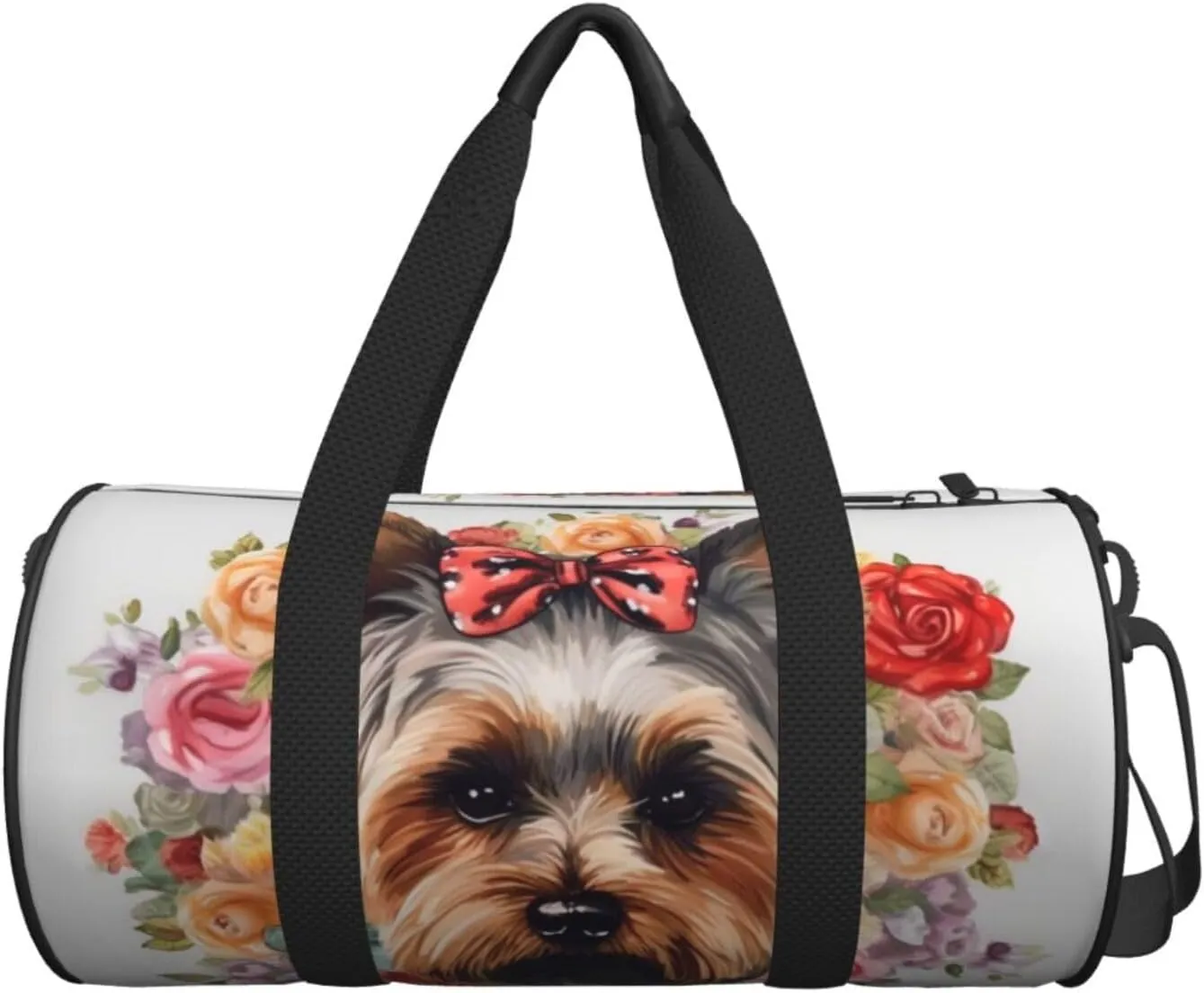 Travel Bag For Women,Yorkie Floral Print Personal Item Duffle Bags,Weekend Travel Duffel Tote Bag,Travel Sport Gym Bag For Men,Airplane Travel Essentials For Flying
