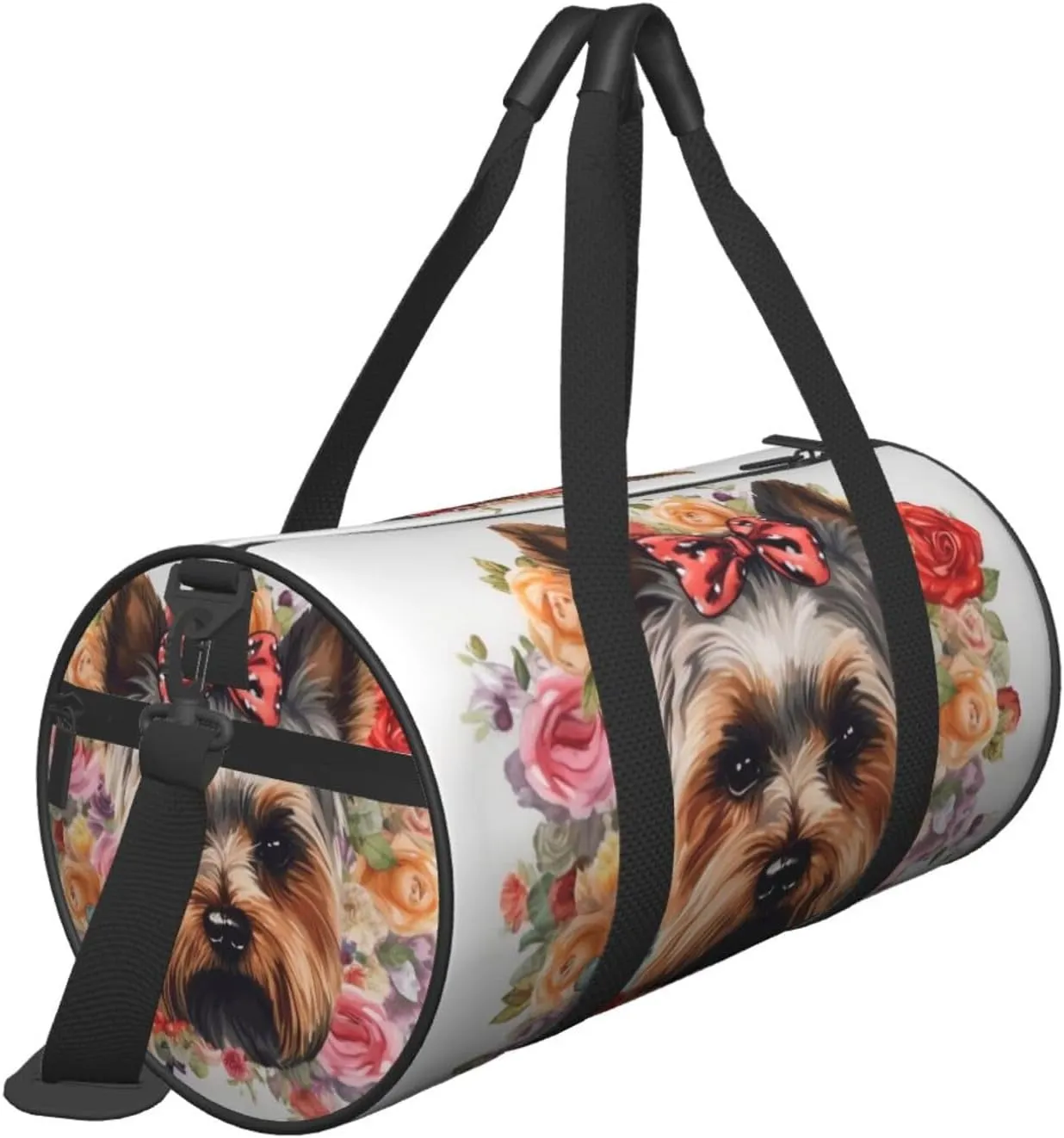 Travel Bag For Women,Yorkie Floral Print Personal Item Duffle Bags,Weekend Travel Duffel Tote Bag,Travel Sport Gym Bag For Men,Airplane Travel Essentials For Flying