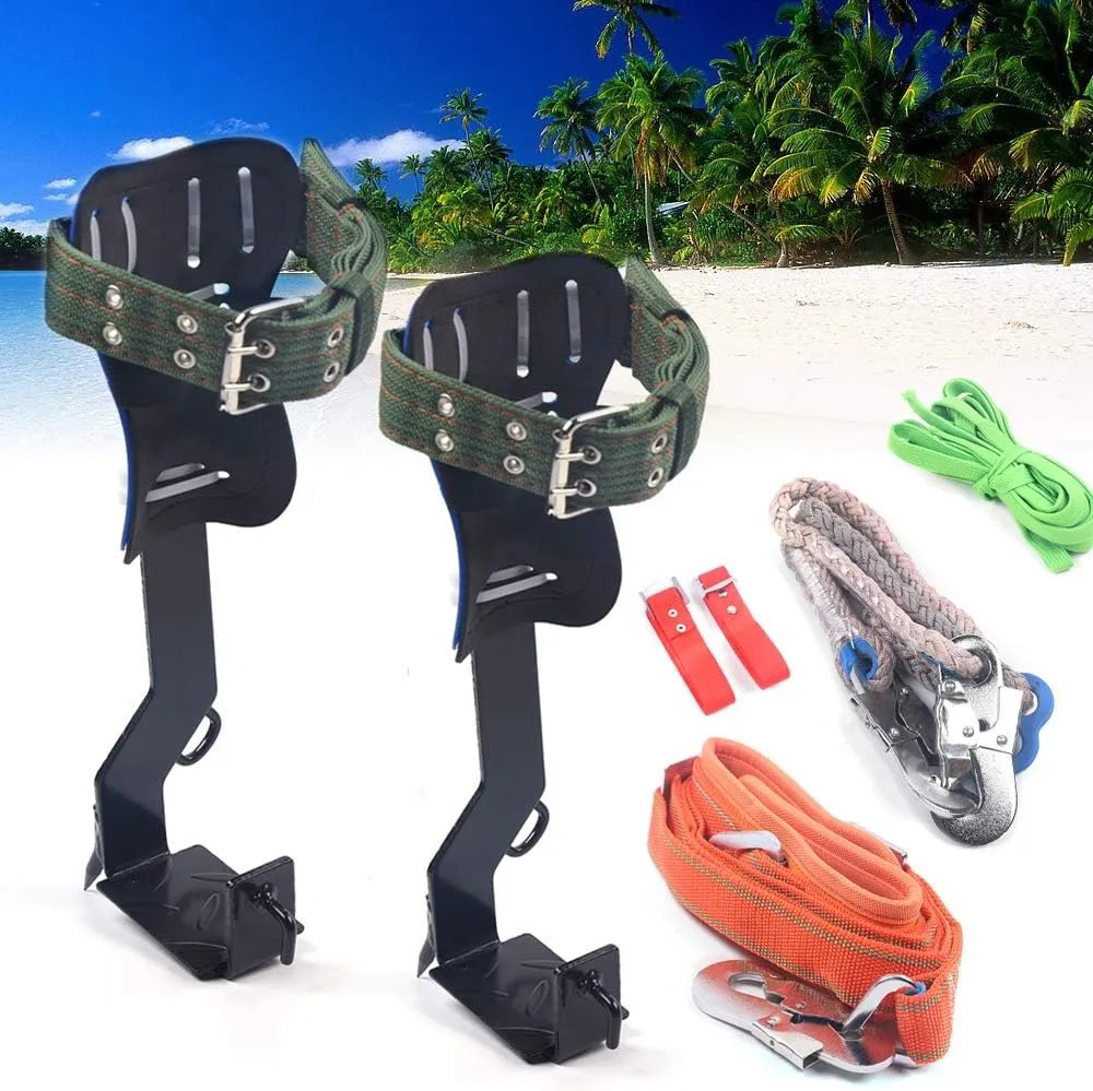 Tree Climbing Spike Set Tree Climbing Tool with Adjustable Belt Lanyard Straps Safety for Outdoor Fruit Pick Jungle Survival