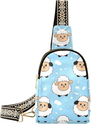 trendy Cartoon Cute White Sheep shoulder bag fashion large fanny packs for for travel