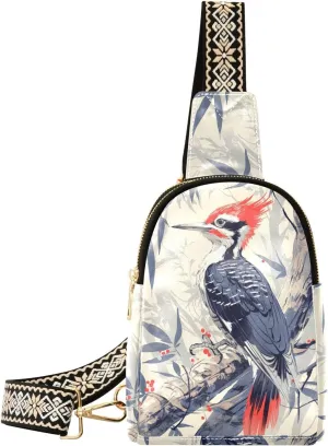 trendy Cartoon Woodpecker sling bags crossbody waterproof fanny packs for women for travel