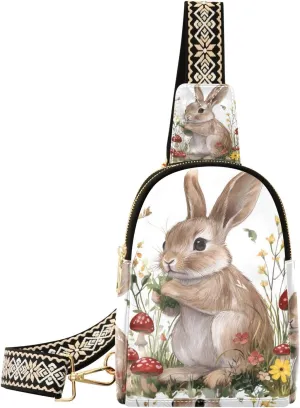 trendy Funny Dwarf Rabbit White crossbody bags lightweight small cross body bag for day pack
