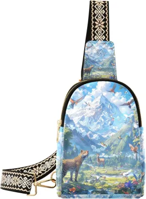 trendy Personalized Wildlife Animal Blue shoulder bag sturdy cross body fanny pack for travel