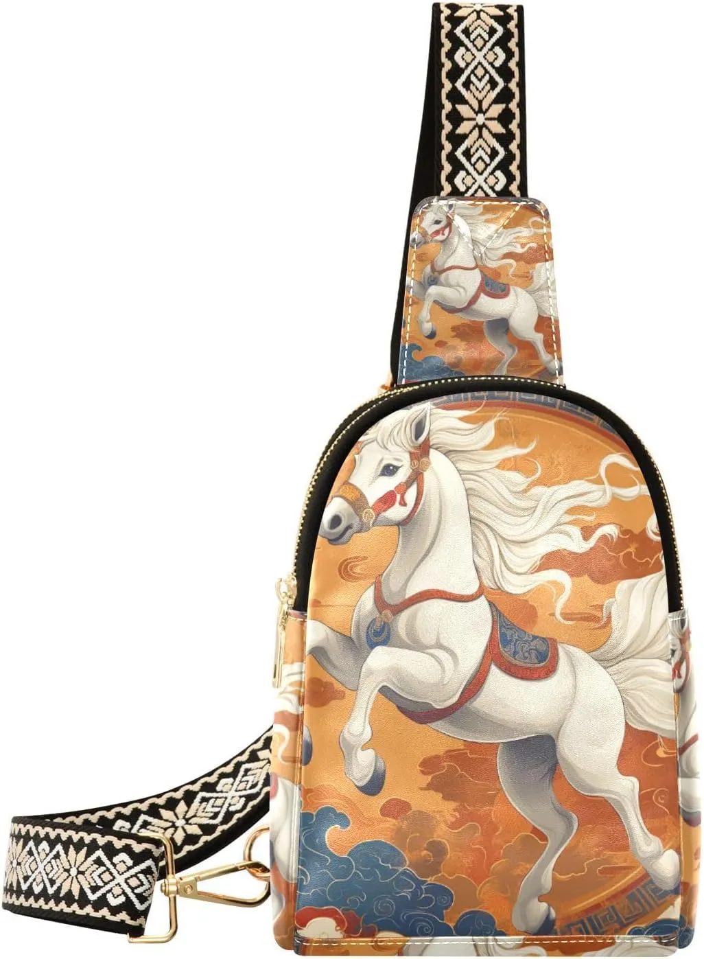 trendy Tribal Ethnic Horse Red crossbody fanny pack cute large fanny packs for for travel