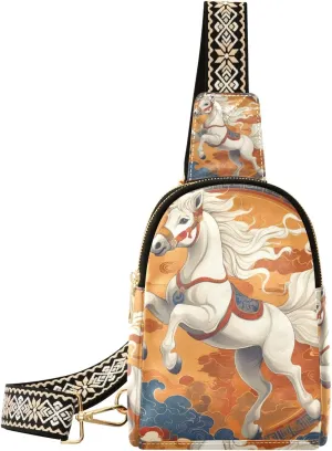 trendy Tribal Ethnic Horse Red crossbody fanny pack cute large fanny packs for for travel