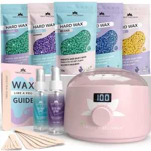 Tress Wellness Waxing Kit for Brazilian Wax - Easy to Use - For Sensitive Skin - Digital Display, Pink