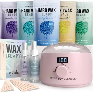Tress Wellness Waxing Kit for Brazilian Wax - Easy to Use - For Sensitive Skin - Digital Display, Pink
