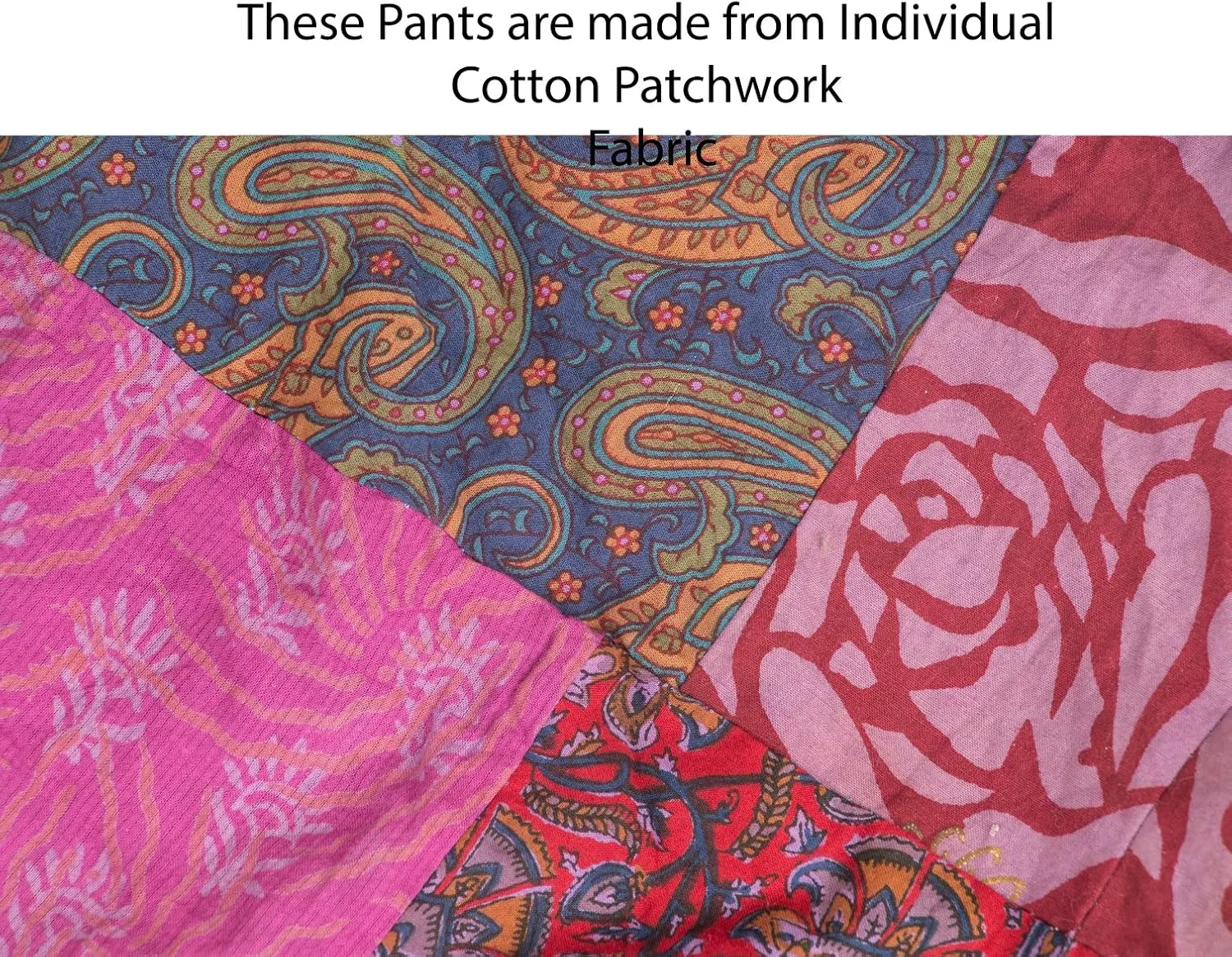 Tribe Azure 100% Cotton Casual Pants Patchwork Comfortable Baggy Yoga Hippie Boho Colorful