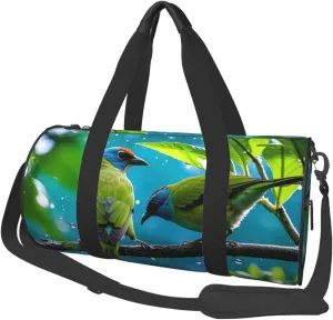 Tropical Rainforest Scene Print Round Large Capacity Travel Luggage Bags,Men's and Women's Hand-Held Travel Clothing Bags